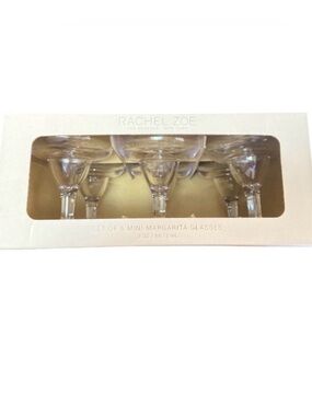 Rachel Zoe Mini Margarita Glasses Set of 6 Clear Acrylic 3oz NIB